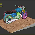 Blue Motorcycle Parked On Cracked Brown Platform With Shiny Chrome Details And Smooth Design