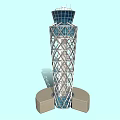 Modern Architectural Tower With Metal Lattice Framework And Glass Enclosed Top