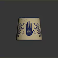Beige Mug With Blue Handle And Decorative Patterns Of Butterfly Cat Moon Star And Hand