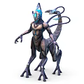 Character and Sci Fi Creature with Multi Limbs Glowing Head and Ethereal Body Design