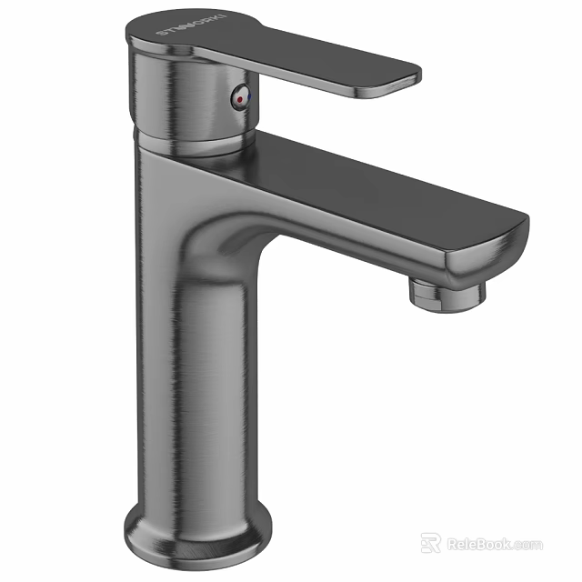 Modern Stainless Steel Faucet With Single Handle For Bathroom Sink Design 3d model 