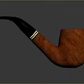 Red Wood Tobacco Pipe With Black Mouthpiece And Gold Ring Classic Design