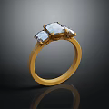 Trendy Gold Fashion Ring with Three Clear Gemstones for Modern Accessory Style