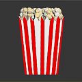 Corn Plant Based Popcorn In Red And White Striped Bucket On Gray Background 3d model