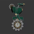 Green Robot Character With Mechanical Gear Components And Metallic Structure 3d model
