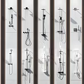 Various Modern Shower Head Styles Including Handheld and Overhead Options for Bathroom Use 3d model