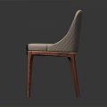 Modern Beige Upholstered Chair With Wooden Legs And Curved Backrest Design