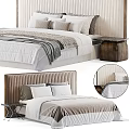 Luxurious Double Bed With Velvet Headboard And Soft Pillows White Quilt And Wooden Nightstand