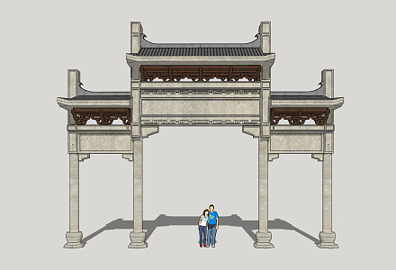 Chinese-style Archery Ancient Stone Gate Archery 3d model