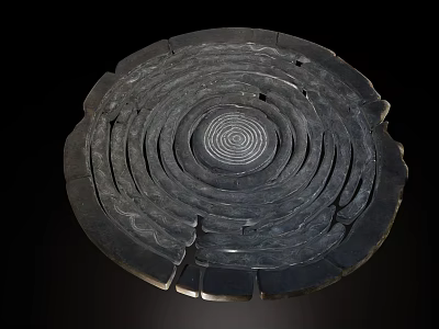 Mosquito-repellent incense stone landscape stone carving terrain decoration game scene circular array 3d model