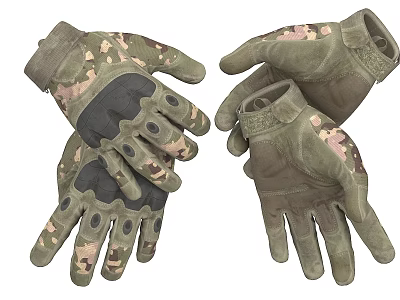 Tactical Camouflage Gloves For Military Outdoor Use With Durable Grip Features 3d model