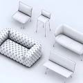 Modern Sofa Set With Green Upholstery Different Designs And Accent Chairs 3d model