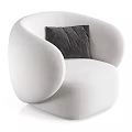 Beige Single Sofa With Rounded Shape Fluffy Fabric And Comfortable Cushion