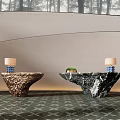 Lobby Reception Desk Reception Desk Water Bar 3d model