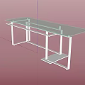 Modern Functional Desk With Glass Top And White Metal Frame Structure
