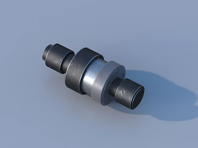 Mechanical Connector With Black Rubber Ends And Silver Metal Center Design 3d model