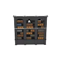 Elegant Black Decorative Bookcase Cabinet With Neatly Arranged Books And Multiple Shelves