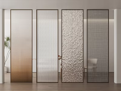 Modern Room Dividers With Various Textured Panels And Metal Frames For Contemporary Home Interior 3d model