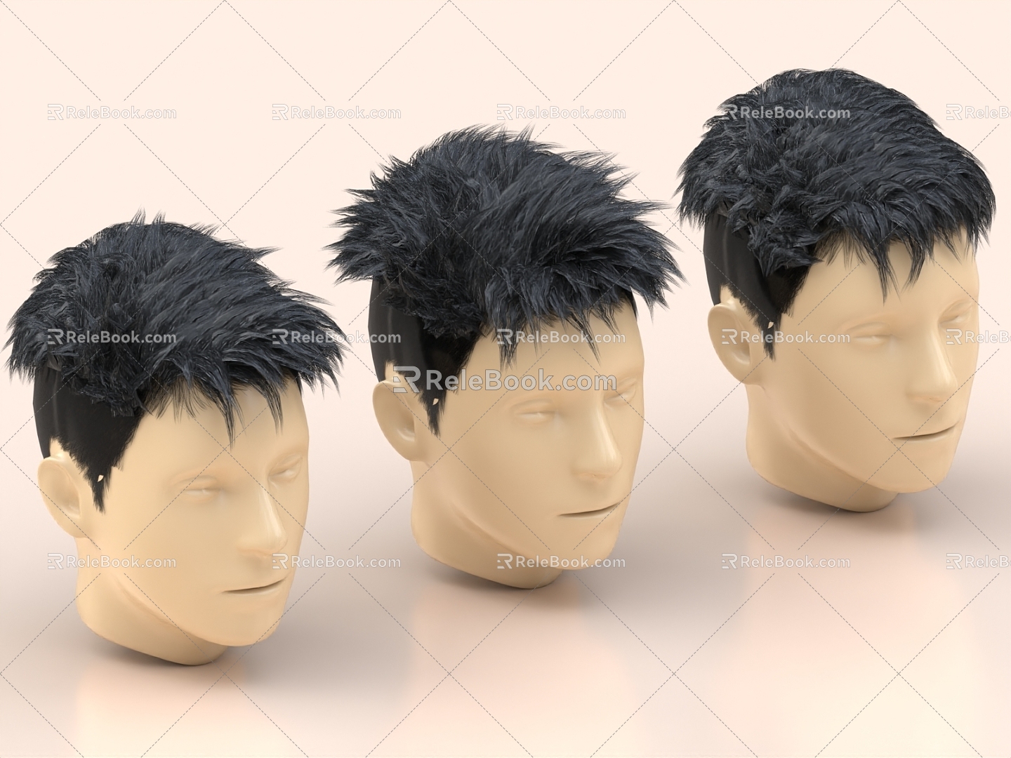 Wig Hair Hairstyle Curly Short Hair Head 3d model