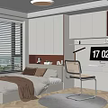 Tatami Bedroom Interior With Tatami Bed White Cabinets Desk Chair And Window Blinds