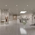 Modern Spacious Clothing Store Interior With Clothing Racks Sofa Display Counter And Skylight