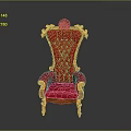 Luxury Red Armchair With Golden Carved Decorations And Elegant Design