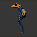 Colorful Reptile With Blue And Orange Body Yellow Eyes Standing On Gray Surface