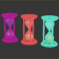 Three Wooden Hourglasses With Sand On Black Surface And Clear Reflections