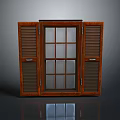 Elegant Wooden Furniture Cabinet Featuring Shutter Doors And Glass Panels