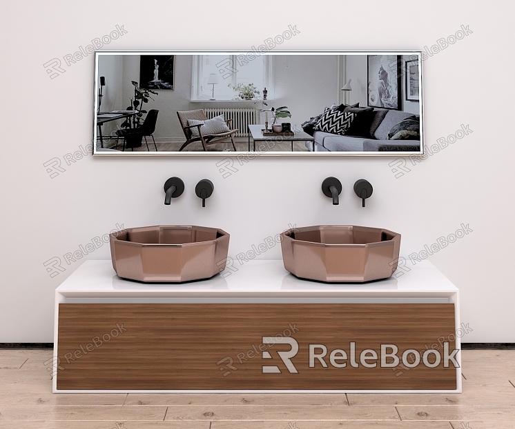 Modern wash basin bathroom cabinet wash basin combination model