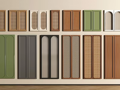 Diverse Wardrobe Doors In Multiple Colors With Panel Grille And Arch Designs 3d model
