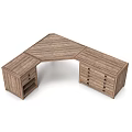Rustic Wooden Corner Desk With Drawers And Open Shelf Design