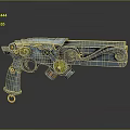 Steampunk Decorative Pistol With Metallic Finish Ornate Scroll Patterns And Colored Gem Accents