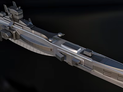 Futuristic Sci-Fi Warship Model With Metallic Body Detailed Structure And Advanced Design Features 3d model