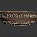 Handwoven Decorative Storage Basket With Brown Orange Textured Woven Pattern 3d model