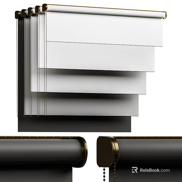 Modern White Aluminum Blinds With Adjustable Light Control And Roller Mechanism 3d model 