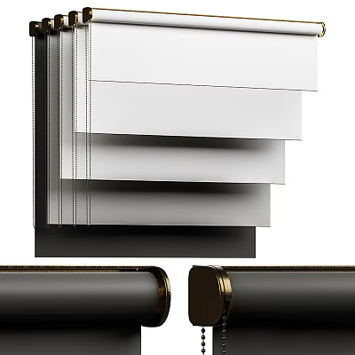 Modern White Aluminum Blinds With Adjustable Light Control And Roller Mechanism 3d model