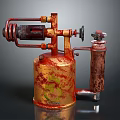 Vintage Coleman Blowtorch With Red Gold Rustic Finish And Metal Components