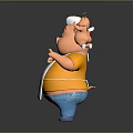 Chubby Pig Character In Yellow Apron With Devil And Angel Holding White Sign With Round Logo