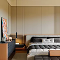 Modern Bedroom Interior With Platform Bed Nightstands Area Rug Accent Chair And Large Window
