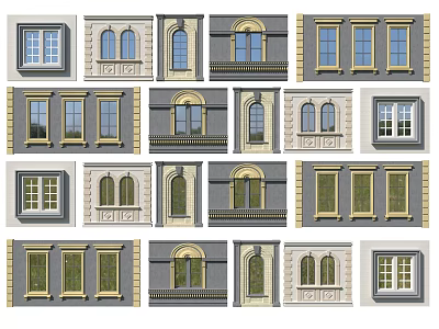 Various Architectural Window Designs Featuring Classic Modern Styles And Decorative Frames 3d model