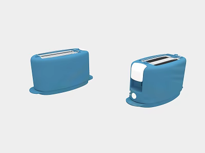 Two Blue Toasters As Functional Kitchen Appliances For Breakfast Use 3d model