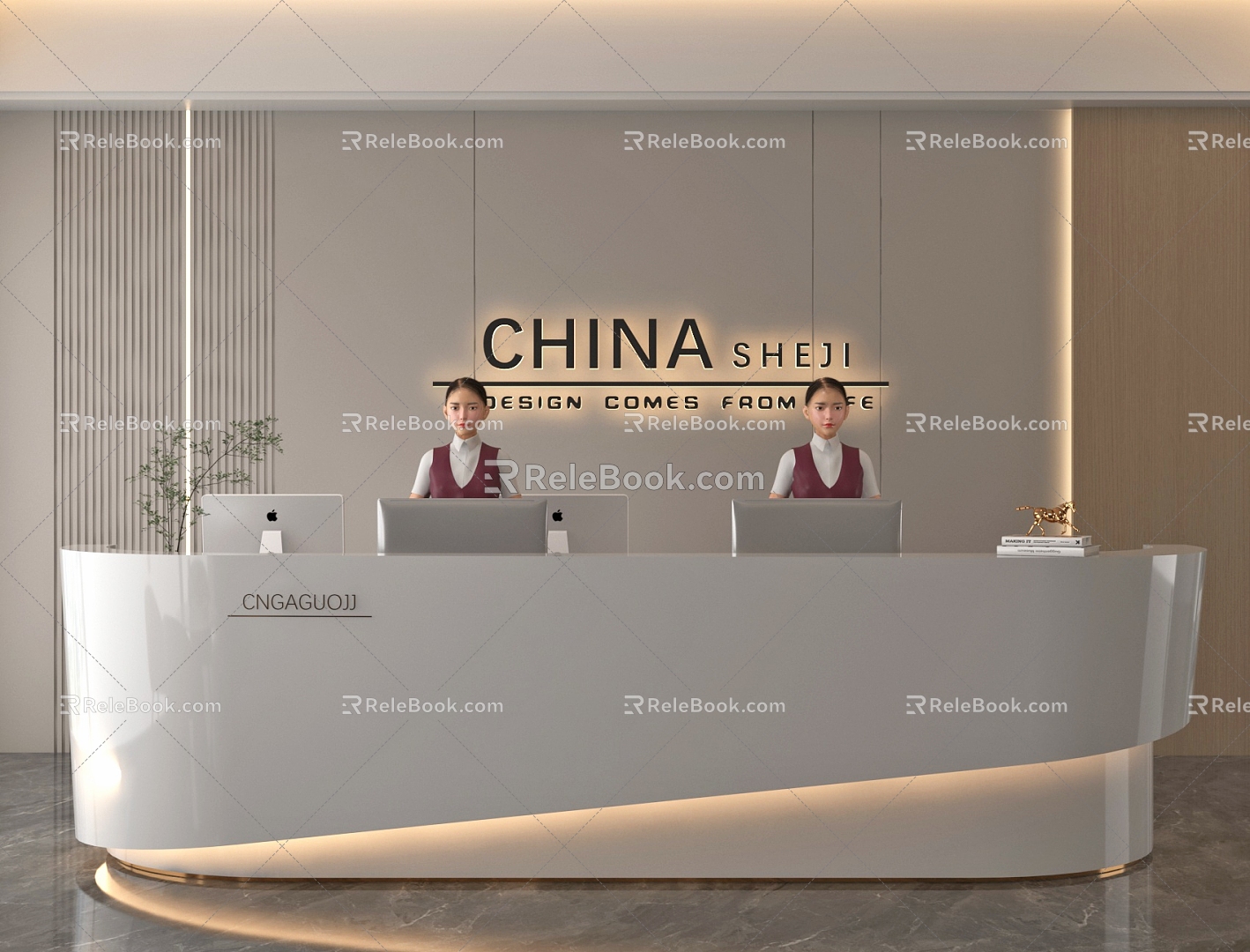 Modern reception desk bar reception hall 3d model