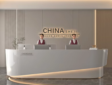 Modern reception desk bar reception hall 3d model