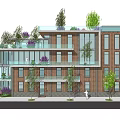 modern residential building multi-storey residence 3d model