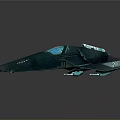 Futuristic Blue Sci-Fi Spaceship Model With Sleek Design And Glowing Cockpit