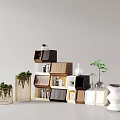 Modern Bookshelf Decorative Rack Storage Rack Ornaments Combination 3d model