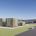 Modern Commercial Street With Modern Architecture Open Plazas Parking Areas And Green Landscaping