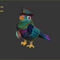 Colorful Flying Bird With Blue Hat Orange Beak Feet And Purple Backpack