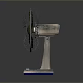Modern Electric Fan With Metal Grille Green Blades And Blue Base